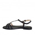 Woman's sandal in black leather heel 1 - Available sizes:  33