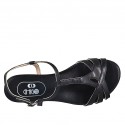 Sandale pour femmes en cuir noir talon 1 - Pointures disponibles:  33