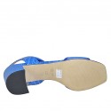 ﻿Sandale pour femmes avec bande elastique en daim et cuir imprimé bleuet talon 7 - Pointures disponibles:  43, 44, 46