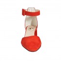 Woman's pointy open shoe with strap in red suede heel 5 - Available sizes:  43