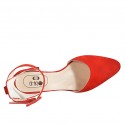 Zapato abierto a punta para mujer con cinturon en gamuza roja tacon 5 - Tallas disponibles:  43