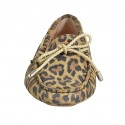 Woman's laced car shoe with removable insole in spotted suede - Available sizes:  33