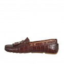 Woman's loafer with removable insole and tassels in brown printed leather  - Available sizes:  33