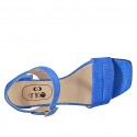 ﻿Sandale pour femmes avec courroie en daim et cuir imprimé bleuet talon 4 - Pointures disponibles:  44