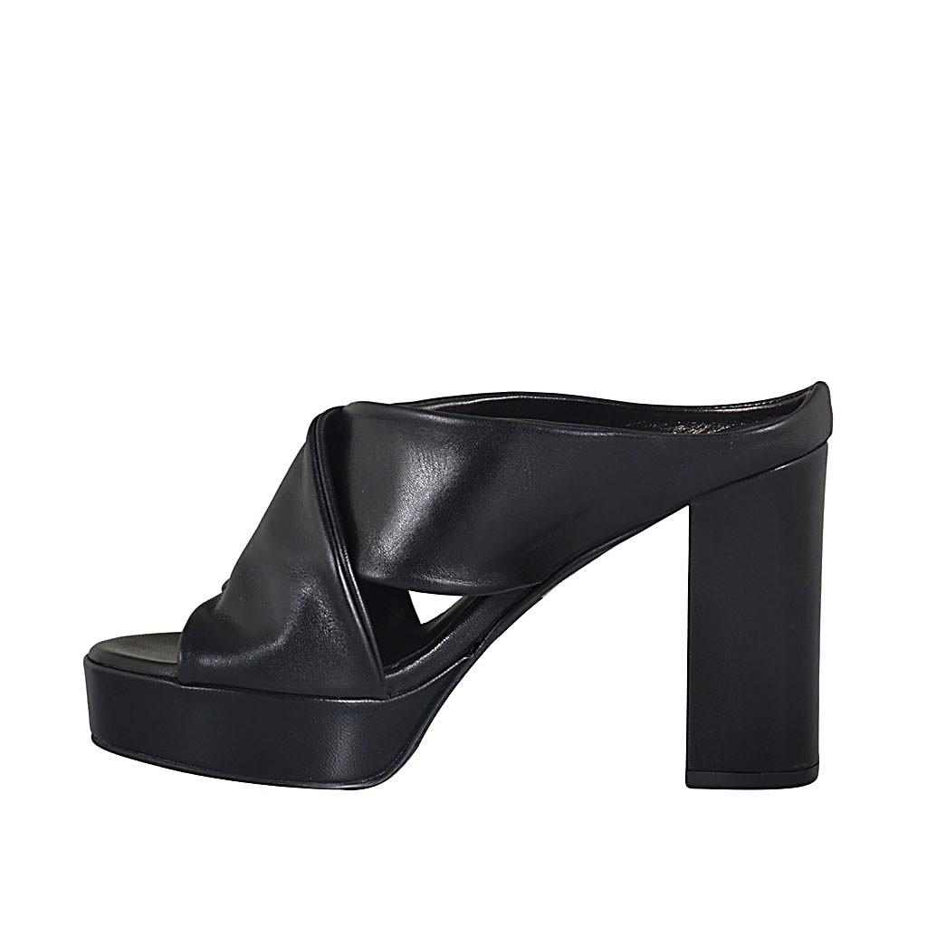 black leather mules with heel