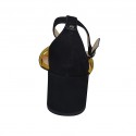 Escarpin ouvert pour femmes avec courroie à la cheville en daim noir et jaune talon 6 - Pointures disponibles:  34, 42