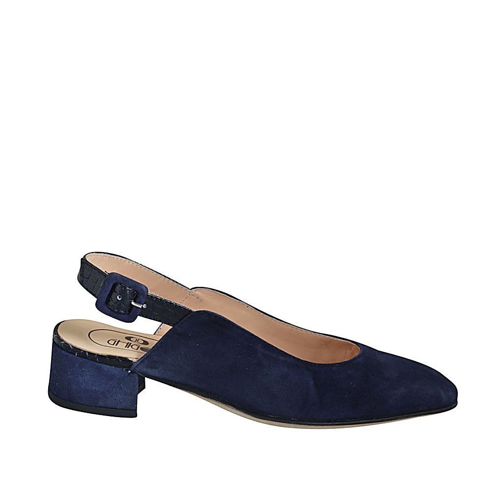 blue suede slingback shoes