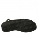 Sandale pour femmes avec semelle interieur amovible en cuir verni et daim perforé noir talon compensé 4 - Pointures disponibles:  31