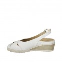 Woman's sandal with removable insole in white leather wedge heel 4 - Available sizes:  31