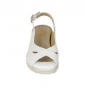 Sandale pour femmes avec semelle interieur amovible en cuir blanc talon compensé 4 - Pointures disponibles:  31