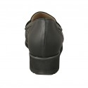 Woman's loafer with removable insole in black pierced leather wedge heel 3 - Available sizes:  31