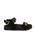 Sandale pour femmes en daim noir avec courroie, boucle, accessoire et talon compensé 2 - Pointures disponibles:  32, 42