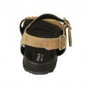 Sandalia para mujer en gamuza beis con cinturon, hebilla, acessorio y cuña 2 - Tallas disponibles:  33, 34, 42