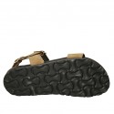 Sandalia para mujer en gamuza beis con cinturon, hebilla, acessorio y cuña 2 - Tallas disponibles:  33, 42