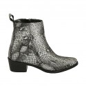 Woman's pointy texan ankle boot with zipper in printed leather heel 4 - Available sizes:  32, 33