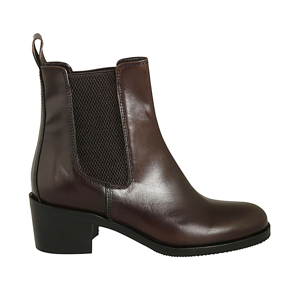 dark brown ankle boots with heel
