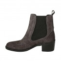 Woman's ankle boot with elastic bands and wingtip in grey suede heel 5 - Available sizes:  32