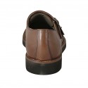 Chaussure pour hommes avec bout Brogue et boucles en cuir marron - Pointures disponibles:  46, 47