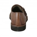 Men's shoe with buckles and Brogue decorations in brown leather - Available sizes:  38, 46, 47, 48, 49, 50