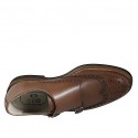 Chaussure pour hommes avec bout Brogue et boucles en cuir marron - Pointures disponibles:  46, 47