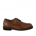 Zapato derby con cordones para hombres en piel color cuero soave  - Tallas disponibles:  46, 47