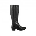 Woman's pointy boot with zipper in black leather heel 4 - Available sizes:  32