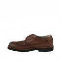 Scarpa stringata derby da uomo con lavorazione Brogue in pelle color cuoio - Misure disponibili: 46