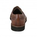 Zapato derby para hombre con cordones y decoraciones Brogue en piel cognac - Tallas disponibles:  46