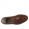 Zapato derby para hombre con cordones y decoraciones Brogue en piel cognac - Tallas disponibles:  46