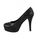 Zapato de salon para mujer en piel negra con plataforma tacon 11 - Tallas disponibles:  31