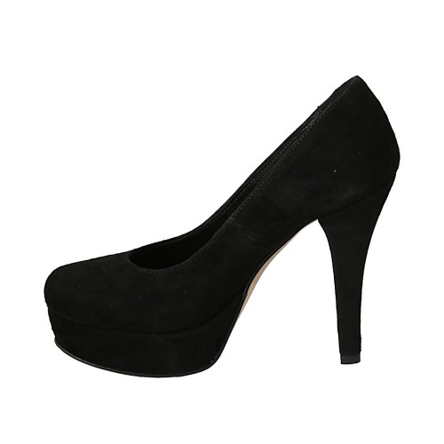 platform black suede heels