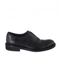 Men's highfronted shoe with rubber band and captoe in black leather  - Available sizes:  38, 47, 50