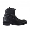 Men's ankle boot with zipper in black leather - Available sizes:  37, 38, 47, 48, 50