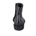 Men's ankle boot with zipper in black leather - Available sizes:  37, 38, 47, 48, 50