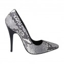 Women's pump shoe in black and white printed leather heel 11 - Available sizes:  31