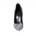 Zapato de salon para mujer en piel estampada blanca y negra tacon 11 - Tallas disponibles:  31
