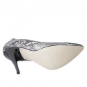 Women's pump shoe in black and white printed leather heel 11 - Available sizes:  31