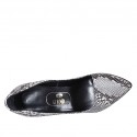 Zapato de salon para mujer en piel estampada blanca y negra tacon 11 - Tallas disponibles:  31