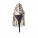 Women's pump shoe in beige and brown printed leather heel 11 - Available sizes:  32