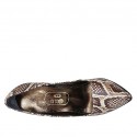 Women's pump shoe in beige and brown printed leather heel 11 - Available sizes:  32