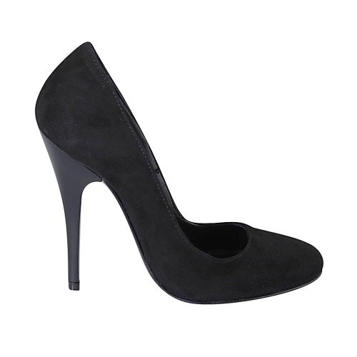 Women's pump shoe in black suede heel 11
