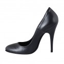 Zapato de salon para mujer en piel negra con tacon 11 - Tallas disponibles:  31, 32
