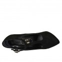 Zapato de salon para mujeres con cinturon salomé en gamuza negra tacon 11 - Tallas disponibles:  31