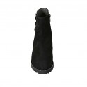 Botines para mujer con cremallera y botones en gamuza negra y charol estampado negro tacon 6 - Tallas disponibles:  43