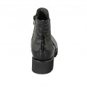 Botines para mujer en piel y charol imprimido negro con cremallera, elastico y plantilla extraible tacon 4 - Tallas disponibles:  32