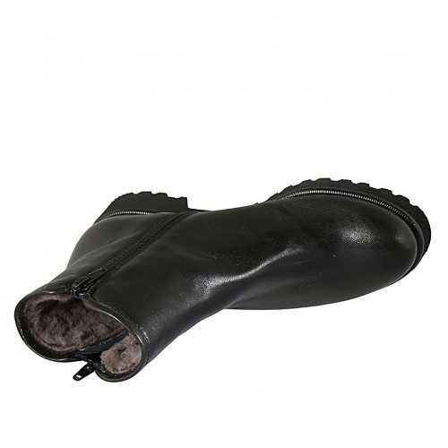 Botines para mujer en piel negra con cremalleras, forro y plantilla  extraible tacon 4