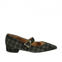 Woman's pump in plaid green and black suede with buckle heel 2 - Available sizes:  42