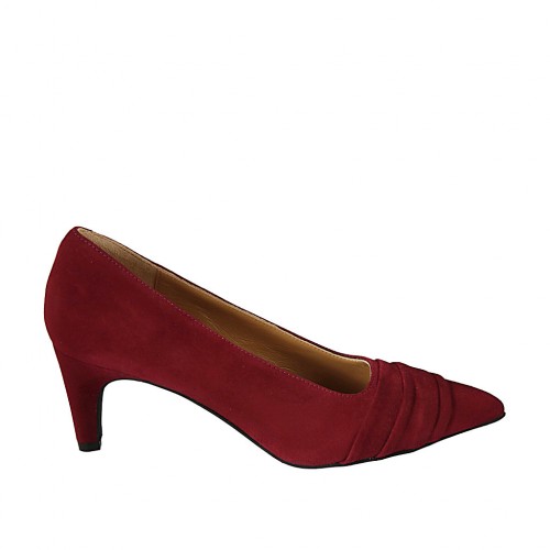 Woman's pump in dark red suede heel 6