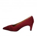 Woman's pump in dark red suede heel 6 - Available sizes:  42
