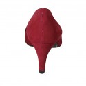 Zapato de salon para mujer en gamuza rojo oscuro tacon 6 - Tallas disponibles:  42